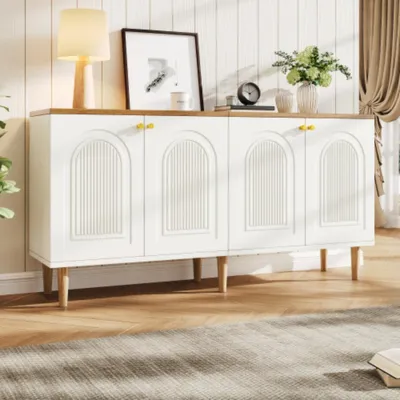 Produktbild von Sideboard,Buffetschrank Aufbewahrungsschrank mit 4 Türen,Spanplatte, für Wohnzimmer Esszimmer 140x35x71cm