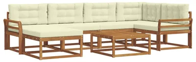 Produktbild von vidaXL Outdoor-Sofagarnitur 7 stk. Natur und Creme