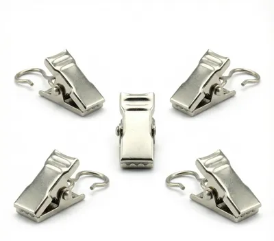 Produktbild von Gardinenclips mit Haken - 200 Stück Vorhanghaken aus Edelstahl - Zur Befestigung von Vorhängen und Gardinen