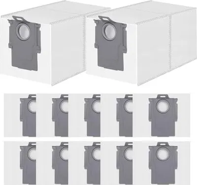 Produktbild von 12 Stück Staubbeutel für Roborock Qrevo QV 35A/35S/S5V/Qrevo Curv/2 Flow/S/Pro/Master/Edge/S5A/Slim, Saros 20/10/10R/S8 MaxV Ultra Saugroboter, Ersatzbeutel Staubsaugerbeutel Ersatzteile