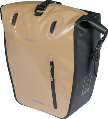 Obrázok produktu pre Jednotlivá cyklistická taška Basil Rivo L Tarpaulin MIK 25–31 l, 14 × 28 × 43 cm – piesková/čierna