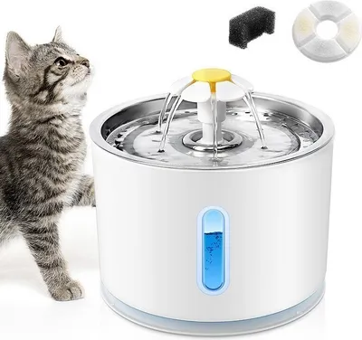Produktbild von Wasserspender für Haustiere Automatischer Wasserspender 2.4L mit 5 Filtertrinkschalen