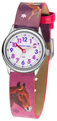 Produktbild von JACQUES FAREL HCC543 Pferd Uhr Mädchen Kinderuhr Lederarmband rosa