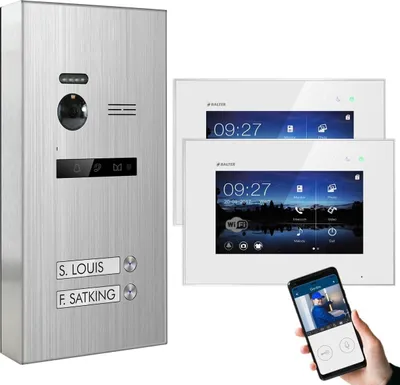 Produktbild von BALTER EVO AP Edelstahl Silber 2x7" WiFi Monitor Weiß Video Türsprechanlage Set 2 Teilnehmer