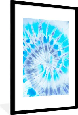 Produktbild von MuchoWow® Gerahmtes Poster Krawattenfärbung - Farbe - Blau 60x90 cm - Poster mit Schwarzem Bilderrahmen Wandposter Rahmen Foto Bilder - Dekoration - Wandposter Wohnzimmer - Hochwertig