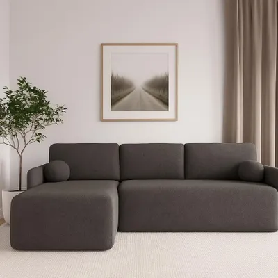 Produktbild von Modernes universelles BLISS Ecksofa mit Schlaffunktion und Bettkasten - QUELLE 92 (Dunkelgrau)