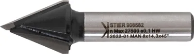 Produktbild von STIER Gipskartonfräser D14,3 mm 45 Grad S8 mm HW