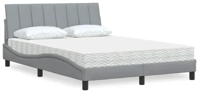 Image de vidaXL Lit avec matelas "Hanko" gris clair 140x200 cm Tissu