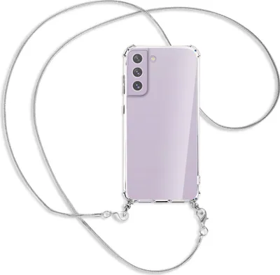Produktbild von Handykette Backcover-Schutzhülle mit Band (Metall silberfarben) für Samsung Galaxy S21 FE - silberfarbene Kette Snake