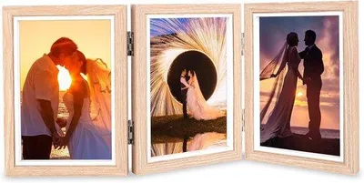 Obrázek produktu pro Dřevěný rámeček na 3 fotografie, světle hnědý, 10 x 15 cm