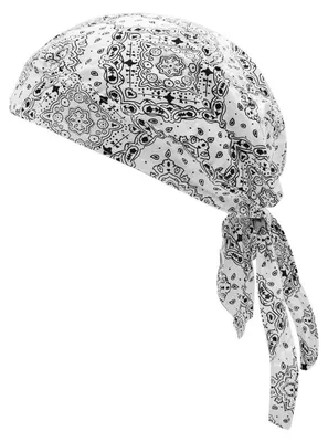 Obrázek produktu pro Sportovní bandana s paisley vzorem, čepice, 100% bavlna, bílá