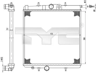 Produktbild von TYC 726-0017-R Kühler Wasserkühler Motorkühler passend für PEUGEOT 206 Schrägheck (2A/C) 206 CC (2D) 206+ Schrägheck (2L, 2M) 206 SW (2E/K)