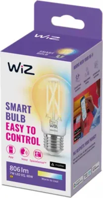 Produktbild von WiZ Smart LED Filament A60 Birnenform 6,7W = 60W E27 klar 806lm CCT 2700K-6500K dimmbar App Google Alexa WiFi