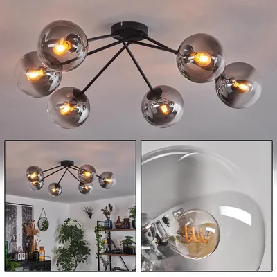 Produktbild von Fossobiubo Deckenlampe aus Metall/Glas in Schwarz/Rauchfarben/Klar