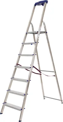 Produktbild von Haushaltsleiter Alu mit Sicherheitsbügel und Ablageschale Mod. KHA - Stufenanzahl: 7, Plattformhöhe: 1,42 m