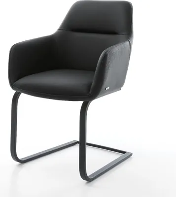 Produktbild von DELIFE Freischwinger Pejo-Flex Echt-Leder Schwarz Freischwinger flach Schwarz Taschenfederkern