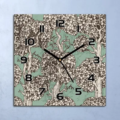 Produktbild von Wanduhr Echt-Glas-Küchenuhr Bäume Wald Vintage Quarz 30x30 Deko Bilder