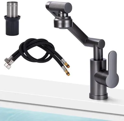 Produktbild von Unyqoos® Wassersparende 360° schwenkbare Waschtischarmatur mit 2 Strahlarten, Einhebelmischer, klappbarer Auslauf, Keramikkartusche, einfache Montage