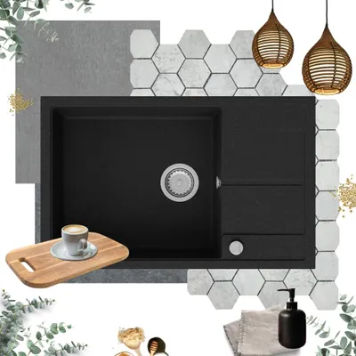 Produktbild von GRANMASTER Horizon Spülbecken Küche - mit 1 Becken - Granitspüle mit Siphon Waschbecken Küche - Einbauspüle Arbeitsplatte Küchenspüle, Spüle Schwarz