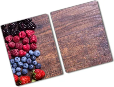 Produktbild von Tulup Glas Herdabdeckplatte - 2x40x52 cm - Glaskeramikkochfeld-Abdeckung Spritzschutz Glasabdeckplatte Kochplattenabdeckung und Schneidebrett - Zweiteilig - Essen & Getränke - Waldfrüchte - Mehrfarbig