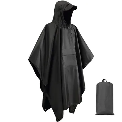 Produktbild von Regenponcho, 3 in 1 Regenschutz Regenmantel, (als Zelt, Unterstand oder Markise verwendet werden) Wasserdicht und leicht für Camping,Trekking, Fahrrad