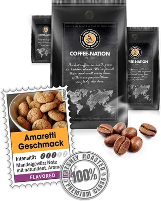 Produktbild von Kaffee ITALIAN AMARETTINI aromatisiert von Coffee-Nation, 500g Bohnen