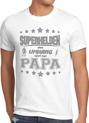 Produktbild von style3 Superhelden ohne Umhang nennt man Papa Herren T-Shirt Fun Shirt Vater Dad, Größe:4XL, Farbe:Weiß