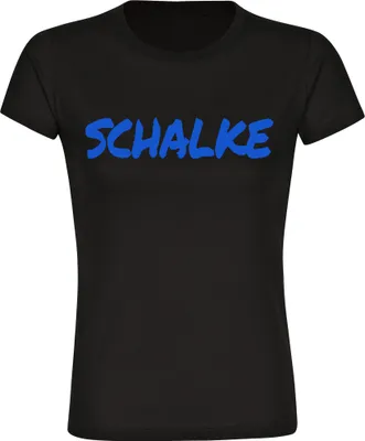 Produktbild von multifanshop Damen T-Shirt - Schalke - Textmarker, schwarz, Größe XXL