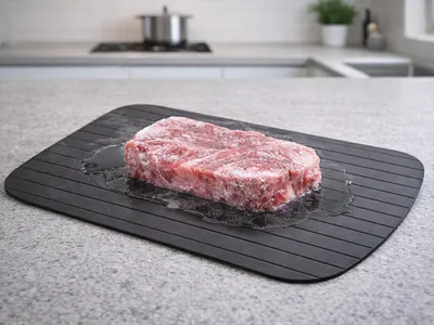 Produktbild von Auftauplatte Auftaubrett Defroster Auftauhilfe aus Aluminium - schnelles & natürliches Auftauen ohne Strom - 35 x 24,5 cm