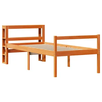 Produktbild von Bettgestell mit Kopfteil ohne Matratze Wachsbraun 75x190 cm