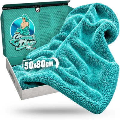 Produktbild von Nuke Guys Gamma Dryer XXL | Ultra saugstarkes Trockentuch 1400 GSM in Mint 50x80cm | Fusselfrei, abgerundete sanfte Fasern, kratzerfrei, extra groß | Premium Mikrofasertuch für Auto Motorrad Fahrrad