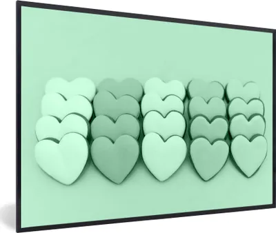 Produktbild von MuchoWow® MuchoWow® Gerahmtes Poster Mintgrüne Herzen 30x20 cm - Poster mit zchwarzem Bilderrahmen - Kunstdruck - Bild-Poster