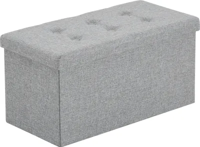 Produktbild von FCH Sitzhocker mit Stauraum, faltbarer sitzhocker, Leinen und Massivholz, 76 x 38 x 38 cm, grau