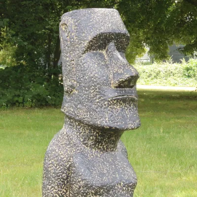 Produktbild von Osterinsel Moai Figur Skulptur Stein Lavasand Bali Tiki Garten Deko GRC 100 cm