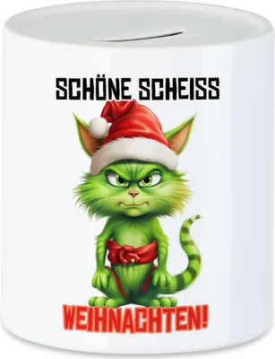 Produktbild von Schöne Scheiss Weihnachten Spardose Katze Cat Weihnachtsmuffel Weihnachtsgeschenk für Katzenbesitzer