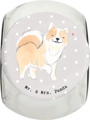 Produktbild von Mr. & Mrs. Panda Bonbonglas Islandhund Lebensretter XL 2000ml - Grau Pastell - Geschenk, aufbewahrungsglas, Dose, Keksdose, Glasdose, Isländischer Schäferhund