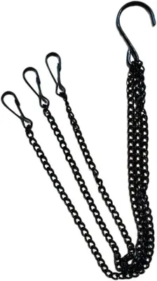 Produktbild von 1 x schwarze Hängekette aus Metall mit Clips für Blumentöpfe, Körbe, Pflanzgefäße, Laternen, Vogelfutterstationen und Ornamente