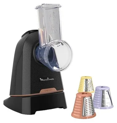 Produktbild von Moulinex Fresh Express Twist DK8638, Elektrische Reibe, Schwarz, Kunststoff, Edelstahl, Gemüse, AC