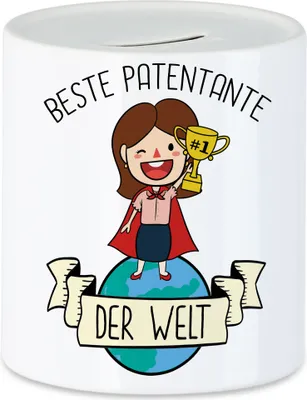Produktbild von Beste Patentante der Welt Spardose Lustig Geschenkidee Tante Geschwister Geburtstag Nichte Neffe