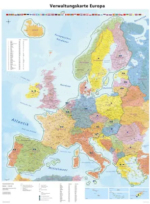 Produktbild von GeoMetro Europakarte, Übersichtskarte (politisch) von Europa, Poster mit Laminierung, 89,5 cm X 122,5 cm, beschreibbar, mit Bundesländer