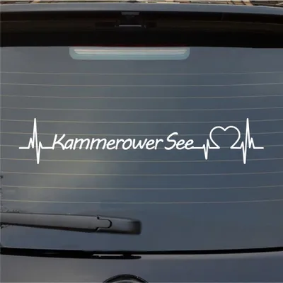 Produktbild von Heckscheibenaufkleber Kammerower See Herzschlag Puls See Liebe 55x10 cm Weiss Matt Auto Aufkleber Sticker