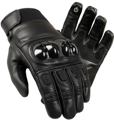 Produktbild von Herren Motorrad Tactical Lederhandschuh mit Hartschalen-Knöchelschutz(Schwarz,L)