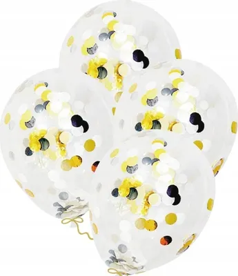 Immagine prodotto di Set Di Palloncini Con Coriandoli Neri Dorati Per La Decorazione Di Feste Di Compleanno
