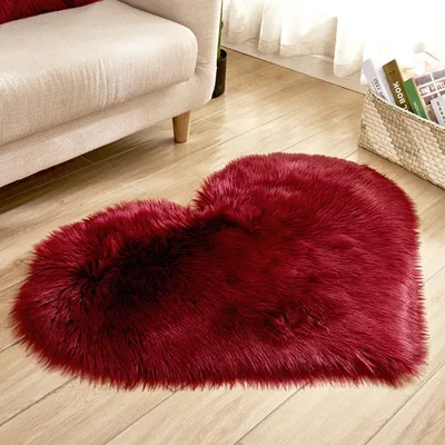 Produktbild von Koberec s hlubokým vlasem Heart Koberec s hlubokým vlasem Koberec s dlouhým vlasem Shaggy Koberec do obývacího pokoje Ložnice, vínově červený, 70x90cm