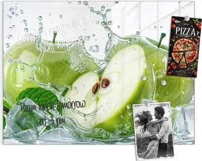 Produktbild von Magnettafel 120x90cm Pinnwand Whiteboard beschreibbar - Frische Äpfel Splash
