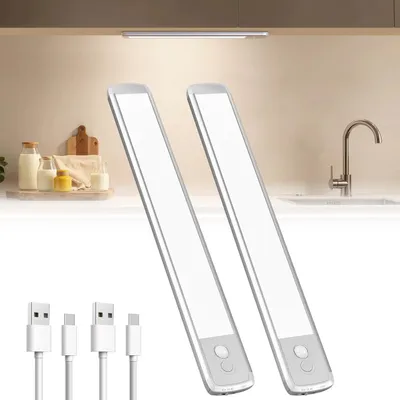 Immagine prodotto di Lampada a LED per mobili sottopensili - Sensore di movimento - Illuminazione per armadi - Ricaricabile tramite USB-C - 30 cm, confezione da 2 - 4000K
