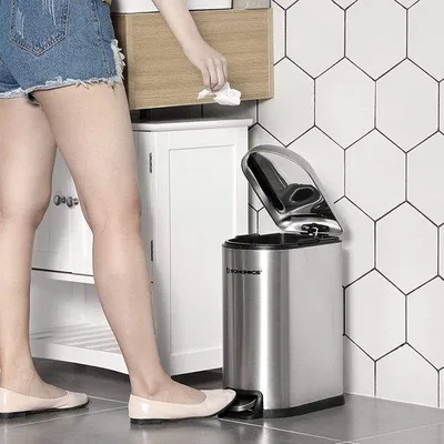 Immagine prodotto di Pattumiera a pedale compatta, 10 l, acciaio inossidabile, contenitore interno, argento