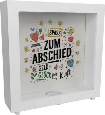 Produktbild von Wünsche Zum Abschied Rahmen Spardose aus Holz für Kollegen und Freunde