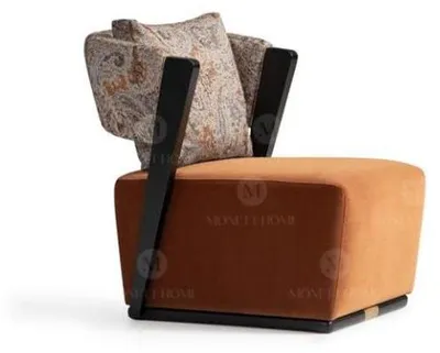 Image de Fauteuil Fauteuil à oreilles Fauteuil Cocktail Fauteuil Relax Tissu Orange Assise Moderne
