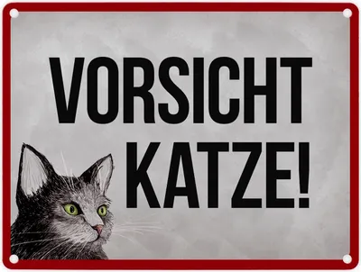 Produktbild von Vorsicht Katze Metallschild mit Katze Motiv Achtung Warnschild Hinweis Kater